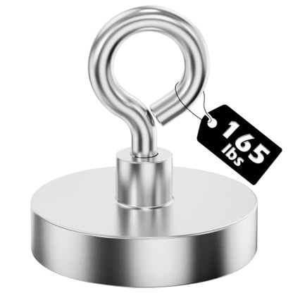 MUTUACTOR 2packs Neodymium Magnets Heavy Duty,165 lbs Pulling Force Fishing Magnet Rare Earth Magnet,Super Strong Round Magnet for Sweeping Picking Retrieving Metal Tools - style: 165lb Magnet,2packs--Φ 1.41"