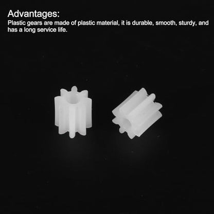 MECCANIXITY 50 Pcs Plastic Gears 8 Teeth Plastic Motor Gear Model 82A Reduction Gear for RC Car Model DIY Robot (White, Module 0.5) - style: 8 Teeth