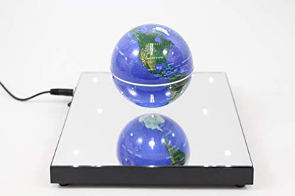 PowerTRC Rotating Magnetic Levitation Globe Suspended in Air Floating 3.5 inch Globe, ABS Base with Mirror and LED Lights