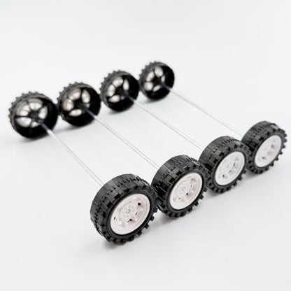 10PCS Toy Car Wheels 2mm Dia Shaft Plastic Car Wheels with 5PCS Shaft Round Rod Axles for RC Car Truck Robot DIY Model Toy Building Accessories (2x12x33mm White) - style: 2x12x33mm White