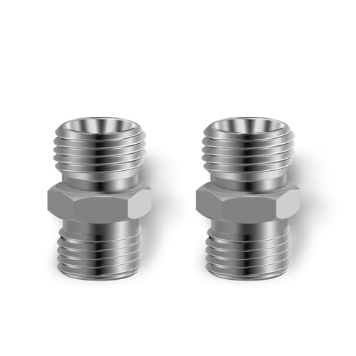 2pcs M12 to M12 Carbon Stee Fittings Adapters for Mini Excavator Adapting, Reducing Or Enlarging Connect Such Air Pipe, Fuel Pipe, Water Pipe, Etc Full Port Straight Pipe Fitting Connector - size: M12-M12