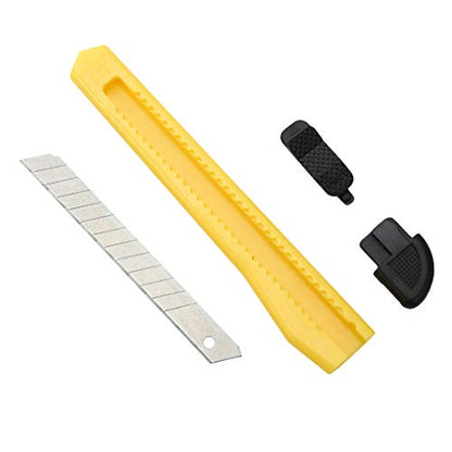 DIYSELF 24 Pack Box Cutters Bulk (9mm Wide Blade Cutter) Utility Knife Retractable, Razor Knife Exacto Knife, Compact, Extended Use for Heavy Duty Office, Home, Crafts, Hobby, Disposable Box Cutter - color: Red-yellow