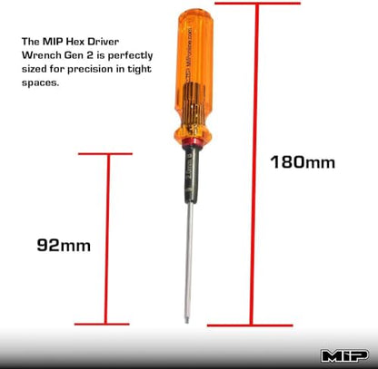 MIP 9240 Metric Ball End Hex Screwdriver RC Tools Kit (2.0mm) – Precision Hexagon Screwdriver for RC Cars, Quadcopter, Helicopter, and FPV Racing Drone Models - size: 2.0mm - Ball End