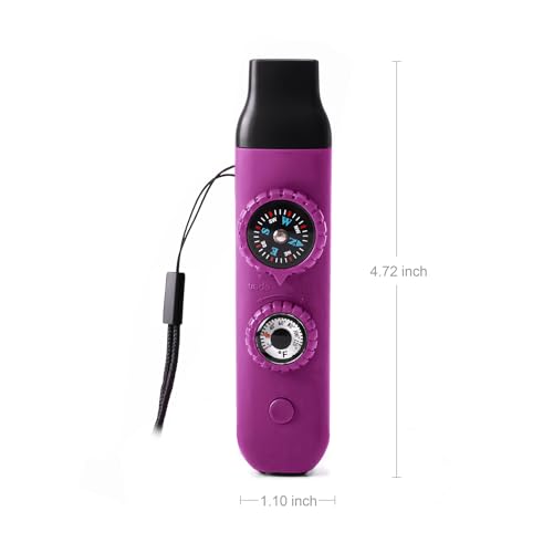 Emergency Survival Safety Whistle，Whistle for Kids with Lanyard,Compass,Thermometer,Ideal for Kayaking, Boating, Hiking, Camping, Climbing - color: Plum