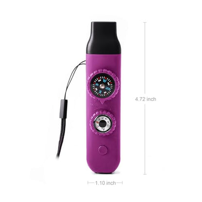 Emergency Survival Safety Whistle，Whistle for Kids with Lanyard,Compass,Thermometer,Ideal for Kayaking, Boating, Hiking, Camping, Climbing - color: Plum 2pcs