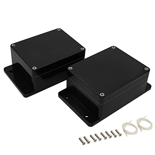 Junction Box IP65 Waterproof Dustproof ABS Plastic Universal Electric Project Enclosure with Fixed Ear Black External Size 4.5x3.5x2.2 inch (2pc) - size: 4.5"x3.5"x2.2"(2 pack)