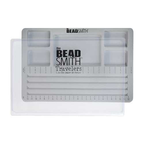 The Beadsmith Mini Bead Board, Grey Flocked - size: 4 Straight Channel w/ Cover