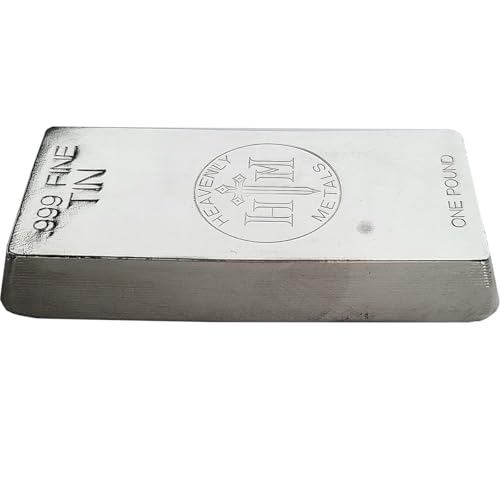 1 Pound 99.9% Pure Tin Ingot – Hand Poured Tin Metal Bullion Bar - Low Melting Point Metal for Casting, Soldering, Science Experiments or Paperweight - color: Tin