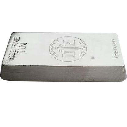 1 Pound 99.9% Pure Tin Ingot – Hand Poured Tin Metal Bullion Bar - Low Melting Point Metal for Casting, Soldering, Science Experiments or Paperweight - color: Tin
