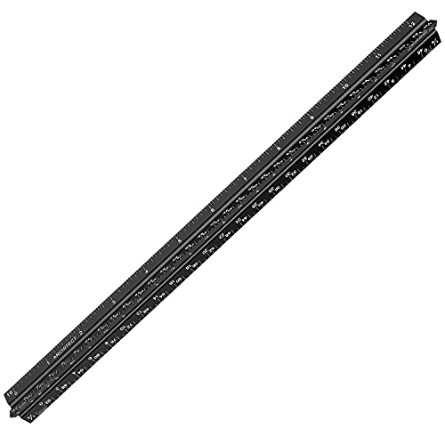 12" Architectural Scale Ruler Aluminum Architect Scale Ruler, Black - color: Black