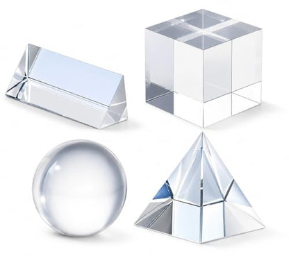 4PCS Crystal Prism Kit, Optical Prisms for Physics Light Refraction Experiments