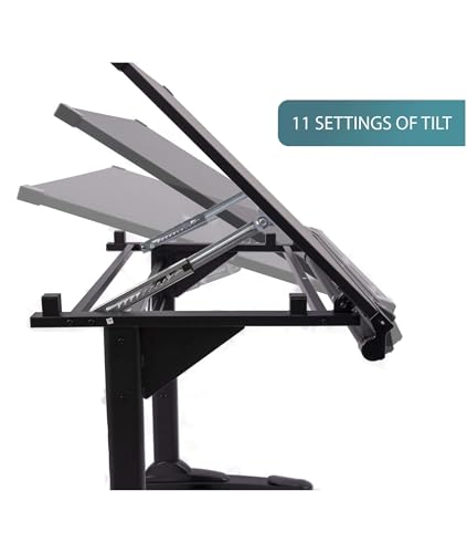 Stand Up Desk Store Adjustable Height and Angle Drafting Table Drawing Desk with Large Surface (Black Frame/Black Top, 40" W X 26" D) - color: Black/Black