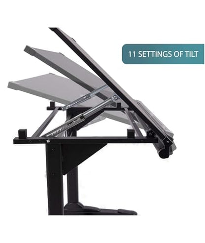 Stand Up Desk Store Adjustable Height and Angle Drafting Table Drawing Desk with Large Surface (Black Frame/Black Top, 40" W X 26" D) - color: Black/Black