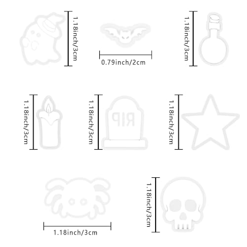 Xaekicr Halloween Polymer Clay Cutters Set – 8Pcs Clay Earring Cutters for Polymer Clay Jewelry, Ghost Bat Skull Pumpkin Shapes Clay Tools and Molds for DIY Crafts - color: A color