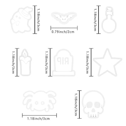 Xaekicr Halloween Polymer Clay Cutters Set – 8Pcs Clay Earring Cutters for Polymer Clay Jewelry, Ghost Bat Skull Pumpkin Shapes Clay Tools and Molds for DIY Crafts - color: A color