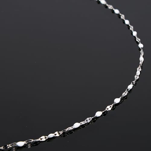 UMAOKANG White Enamel Chain for Jewelry Making Stainless Steel Lip Chains - color: Steel-White