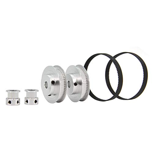 2PCS Set GT2 Synchronous Wheel 20&60 Teeth 8mm Bore Aluminum Timing Pulleys with 2PCS Length 200mm Width 6mm Belt (20-60T-8B-6) - style: 20-60T-8B-6