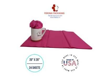 Cerise Pink Tissue Paper Squares, Bulk 24 Sheets, Premium Gift Wrap and Art Supplies for Birthdays, Holidays, or Presents by Feronia packaging, Large 20 Inch x 26 Inch - color: CerisePink