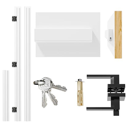 Door Jamb Frame Kit with Pre-Installed Hinges & Door Seal Strips & Handle, Primed Composite Door Frame Kit, Pine Wood, Left Handed, 81.65 in. x 4.57in. x 1.18 in - color: Black Hardware-Left Handed