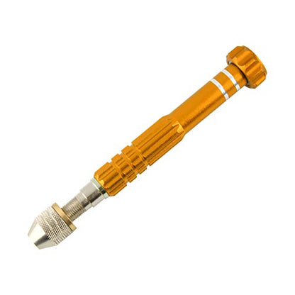 Larcele Pin Vise Drill, 3 Jaw Chuck Capacity 0" to 1/8" SDZKQ-02 (Gold) - color: Gold