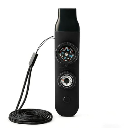 Multifunctional Survival Emergency Whistle for with Compass Hiking Survival, Thermometer & Neck Lanyard | Emergency Safety Gear for Hiking, Camping, Kayaking, Boating, Climbing - color: obsidian black
