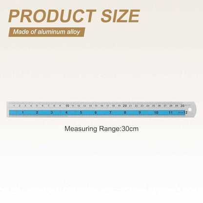 HARFINGTON 2pcs Metal Straight Ruler 30cm Metric SAE Aluminum Alloy Measuring Rulers Scale Tools with Hole for Measure Study Reading Classroom Office, Blue - color: Blue, size: 30cm