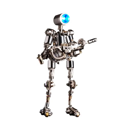 Mostarle Terminator M 3D Metal Puzzle, Arcynix DIY Mechanical Robot Model Kit, Sci-Fi Design LED Light Feature Unique Gift for Adults & Teenager (Blue) - color: Blue