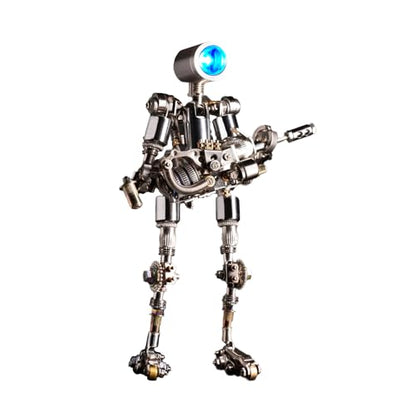 Mostarle Terminator M 3D Metal Puzzle, Arcynix DIY Mechanical Robot Model Kit, Sci-Fi Design LED Light Feature Unique Gift for Adults & Teenager (Blue) - color: Blue