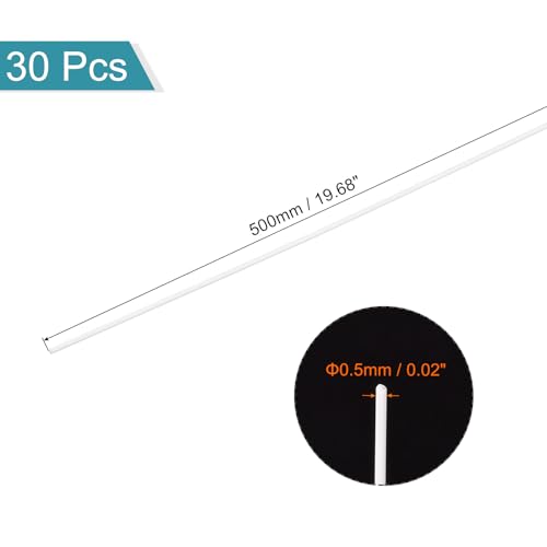 MECCANIXITY ABS Plastic Rod 0.5 mm x 500mm White Pack of 30 Pcs - color: White, size: 0.5 mm x 500 mm