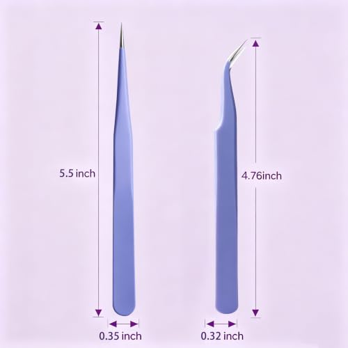 2-Pcs Sticker Tweezers, Cute Craft Precision Tweezer, Purple