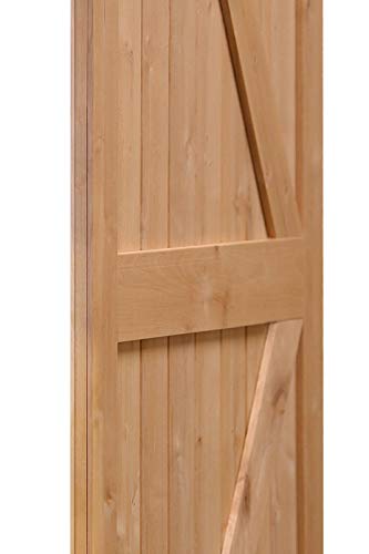 LUBANN 36 in. x 84 in. Urban Style Framed British-Brace Barn Door Unfinished Hardwood Knotty Alder Solid Wood Dissembled Barn Door Slab with Hardware - size: 36X84 British Brace