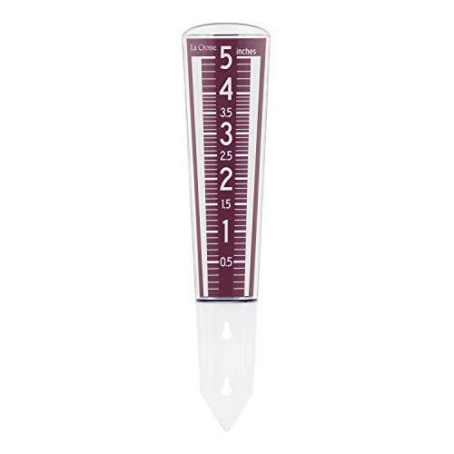 La Crosse 704-1531R-INT Large Magnifying Easy Read 5-Inch Capacity Acrylic Rain Gauge in Burgundy - color: Red