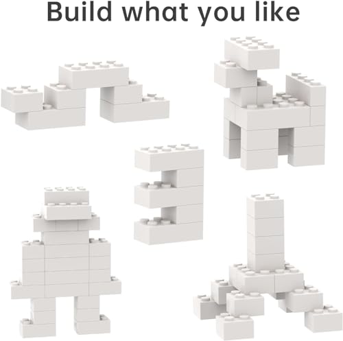 500 Piece Bulk 2x4 Building Bricks, Compatible with Lego, Flat White Bricks - color: 2x4 Brick White