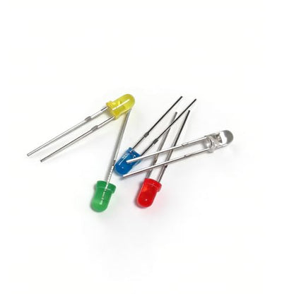 LED Kit 1000 pcs 3MM LED 5 Color x 200pcs,White,red,Yellow, Green,Blue led diode, 2-pin Circular for Christmas Light Replacement and Scientific Projects - size: 3mm Round Top