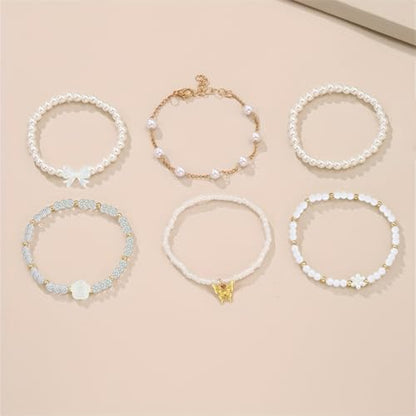 1178 Pcs Pearl Bracelet Making Kit Clear Beads for Bracelets for Adult - color: 12-White & Off-White & Clear