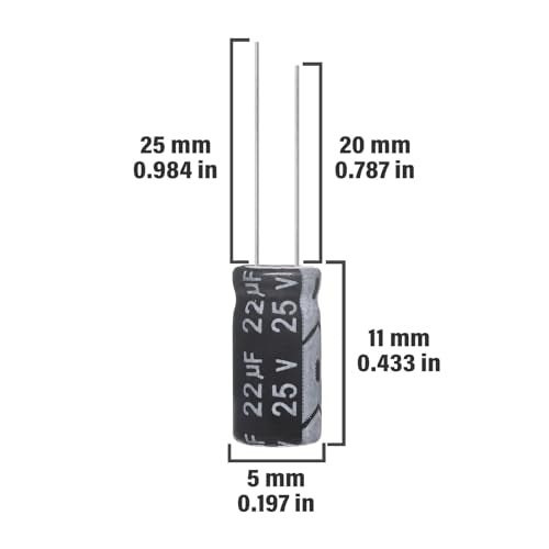 22uF 25V 5x11mm Electrolytic Capacitor 22 UF MFD 25 Volt 0.2x0.43in Aluminum Capacitors (Pack of 15) - style: 22uF 25V 5x11MM