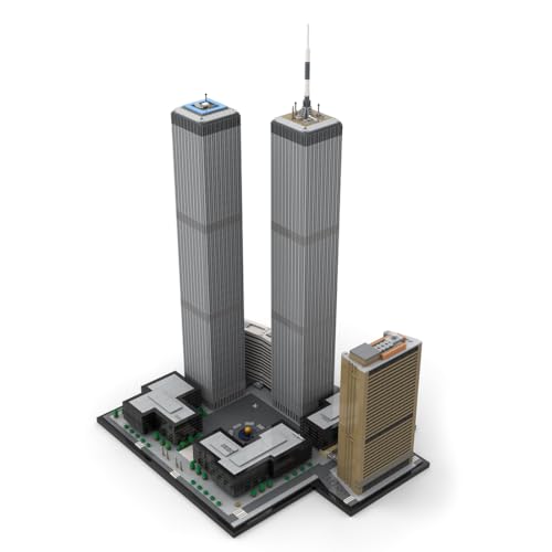 Aetheria World Trade Center Twin Towers Architecture Landmark Building Bricks, 1/800 Modular New York City Street House Building Construction for Adult, Designed by SPBrix - 7121 Pieces