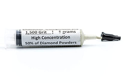 TechDiamondTools Diamond Polishing Paste & Lapping Compound — 1500 Grit (6-12 Micron) | USA Made | Oil-Based Syringe | Metal, Glass, Gemstone, Knife, Jewelry | 50% Diamond Powder Concentration - size: 1,500 Grit / 6-12 Microns