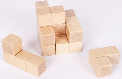 TOWO Large Wooden Soma Cube Puzzle, IQ Logic Brain Teaser Toy