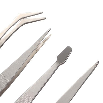 FEITA Professional Craft Tweezers Stainless Steel Precision Tweezer Set for Hobby, Electronics, Model Making, Jewelry Picking Tool - 4 Pieces - style: Normal