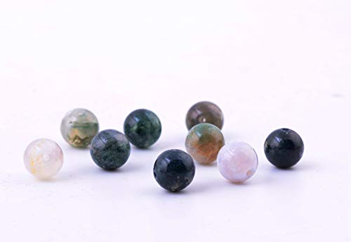 Natural Stone Beads 100pcs 6mm India Agate Round Genuine Real Stone Beading Loose Gemstone Hole Size 1mm DIY Smooth Beads for Bracelet Necklace Earrings Jewelry Making (India Agate, 6mm) - color: India Agate Green, size: 6mm