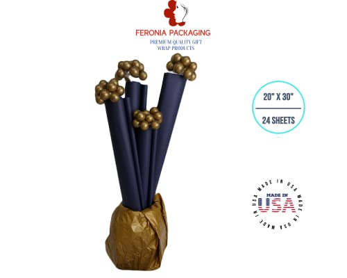 Navy Blue Tissue Paper Squares, Bulk 24 Sheets, Premium Gift Wrap and Art Supplies for Birthdays, Holidays, or Presents by Feronia packaging, Large 20 Inch x 30 Inch - color: NavyBlue