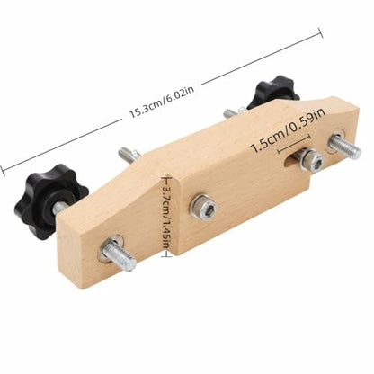 Maple Guitar Bridge Clamp 15.3cm (6.02") – Wooden Luthier Tool with Cork Gasket & L-Wrench for Bridge Replacement and Installation‌