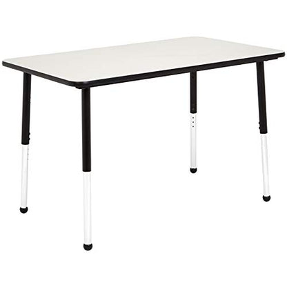 Amazon Basics Adjustable Height Rectangular Classroom Activity Table, Writing Desk for School and Home, Grey Top/Black Edge, 47" W x 29" L x 30" H