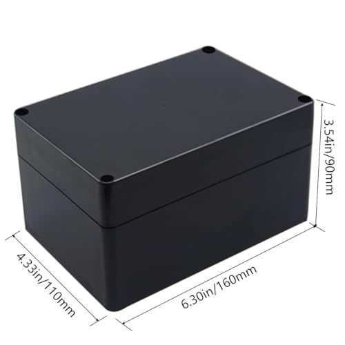Junction Box IP65 Waterproof ABS Plastic Electrical Project Case Power Junction Boxes, Project Box with 4 PCS M16 Cable Glands 6.3x4.33x3.54 inch (160 x 110 x90 mm) - color: Black, size: 6.30"x4.33"x3.54"