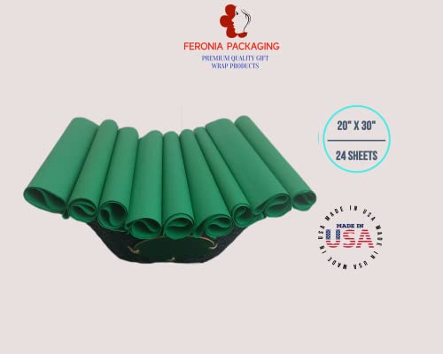 Festive Green Tissue Paper Squares, Bulk 24 Sheets, Premium Gift Wrap and Art Supplies for Birthdays, Holidays, or Presents by Feronia packaging, Large 20 Inch x 30 Inch - color: FestiveGreen