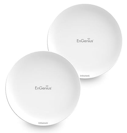 EnGenius Wi-Fi 6 (802.11ax) 5GHz 1,200 Mbps, 2x2 Outdoor Wireless Bridge, 26 dBm, high gain 19 dBi Directional Antenna, IP-55 housing, up to 6 Miles Point-to-Point [EnStation6 KIT] - size: 2-PACK KIT, style: AX