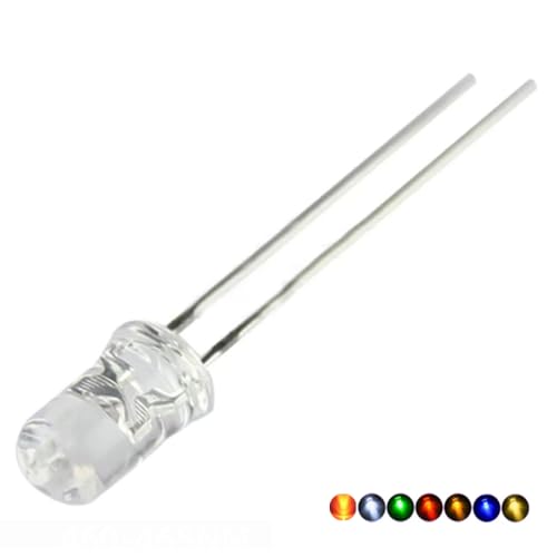 100pcs 5mm White Blinking LED Diodes 1.5Hz Flash Single Color Flashing Clear Round Lens 29mm Lead DC 3V 20mA Blink Bulb Lamp Light Emitting Diode - color: White / 100pcs, size: 5mm Blinking Light