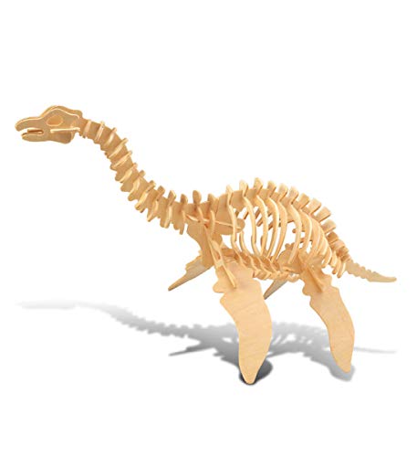 Puzzled 3D Puzzle Plesiosaurus Dinosaur Wooden Construction Kit, 50pcs Pack