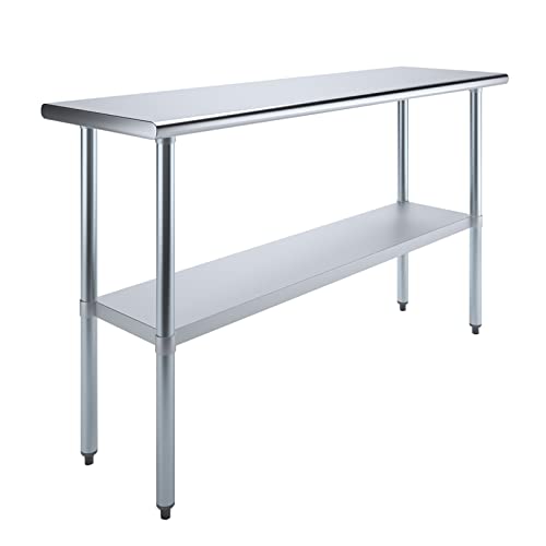AmGood 18 in. x 60 in. Stainless Steel Work Table | Metal Kitchen Food Prep Table | NSF - size: 60 in. Long x 18 in. Deep without Wheels